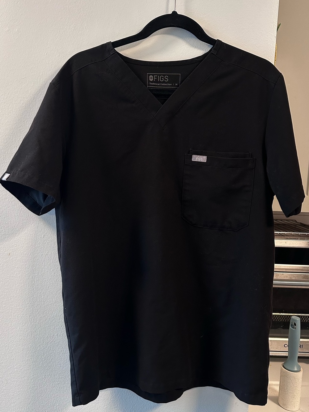 Figs Black V-Neck Technical Scrub Top
